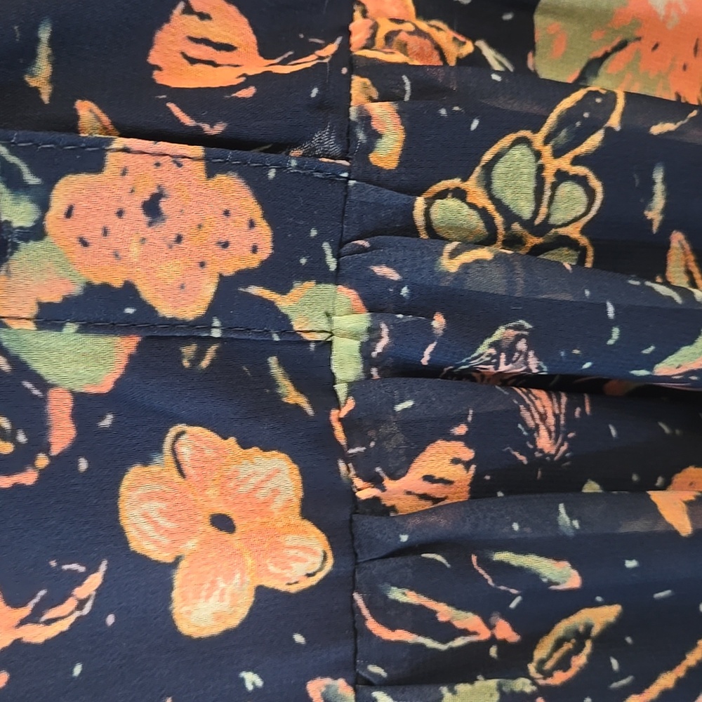 Indigo Soul Floral Long Sleeve Dress - Blue and Salmon - Picture 17 of 17